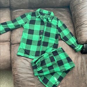 Green and Black Plaid Pajama Set